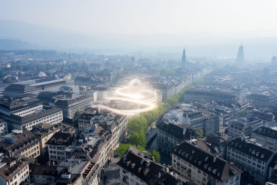Stadtansicht von Zürich mit markierter Lage an der Venusstrasse in einem ruhigen Quartier